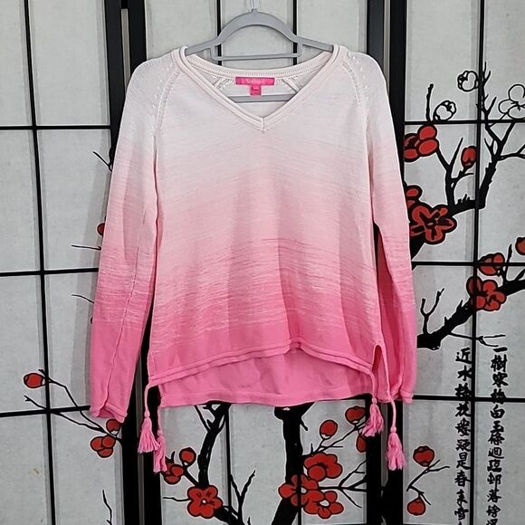 Lilly Pulitzer Jody V-Neck Sweater HAVANA PINK MARLED OMBRE - Picture 1 of 9